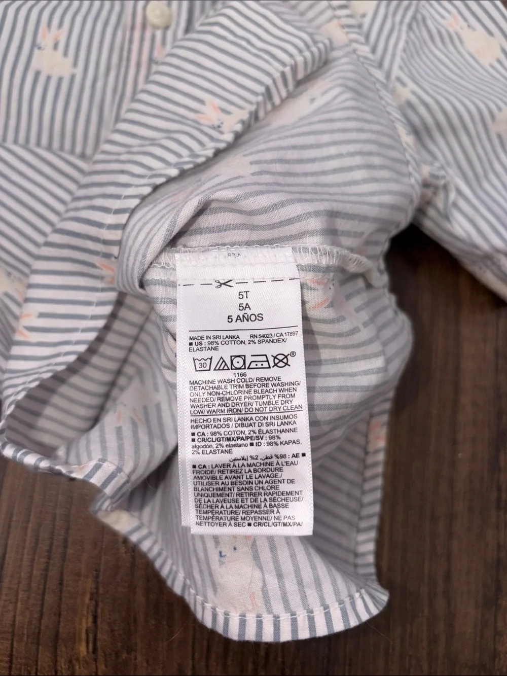 Old Navy Light Blue Striped Button-Down with Bunny Print and Bow Tie